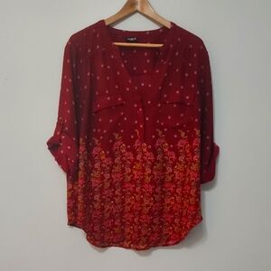 Torrid Harper Blouse Top Size 1 14-16 Flowers & Skulls Casual Flowy Lightweight